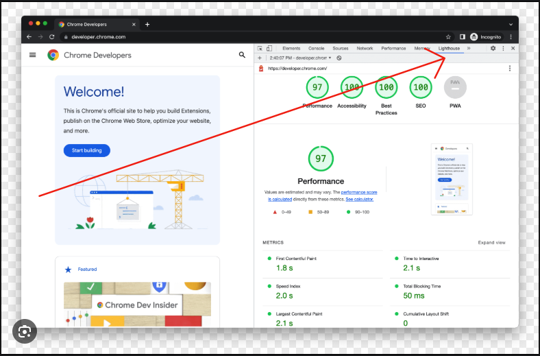 Lighthouse in Chrome DevTools